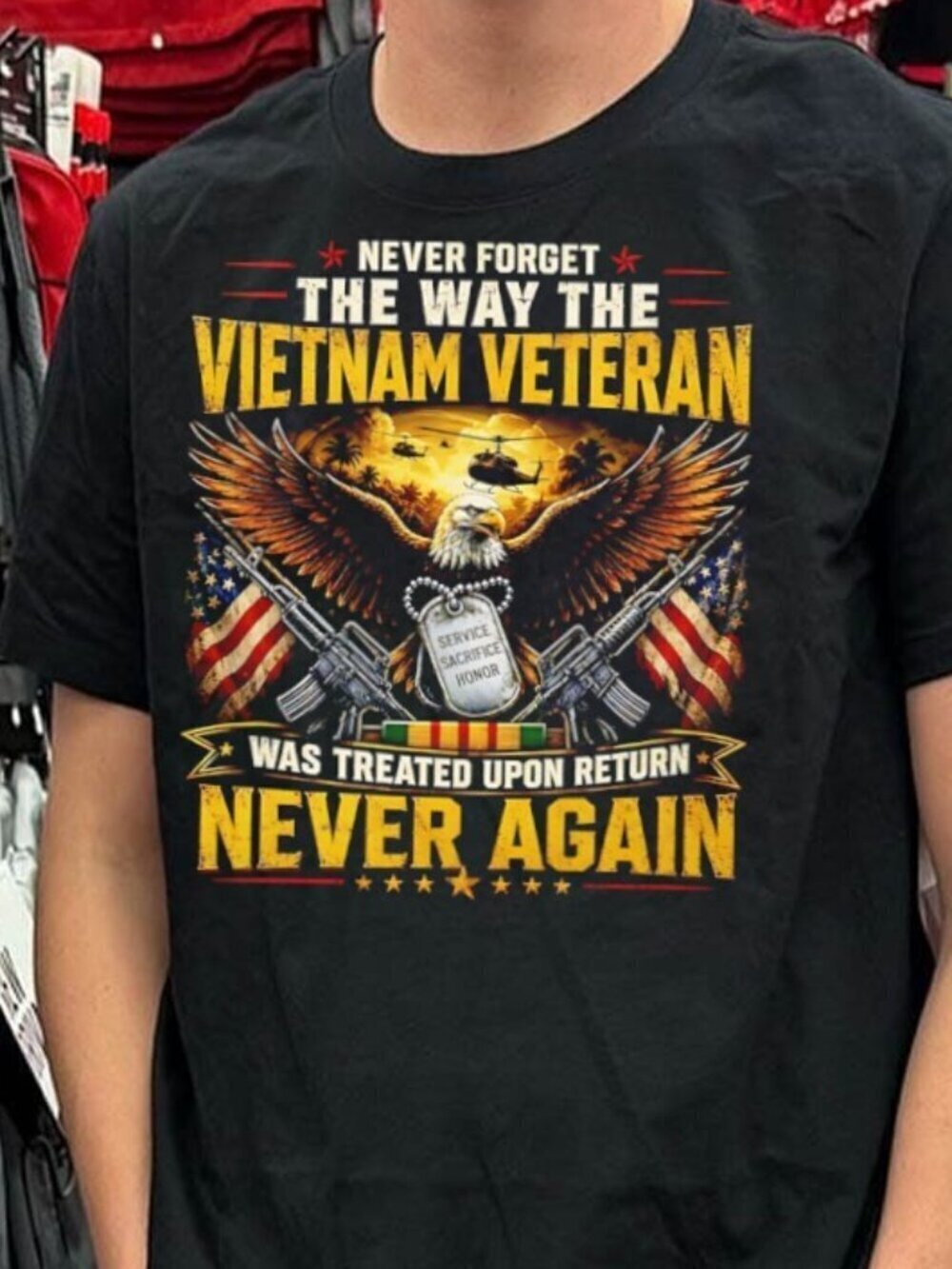 Never Forget the Vietnam Veteran Service Sacrifice Honor Never Again T-Shirt